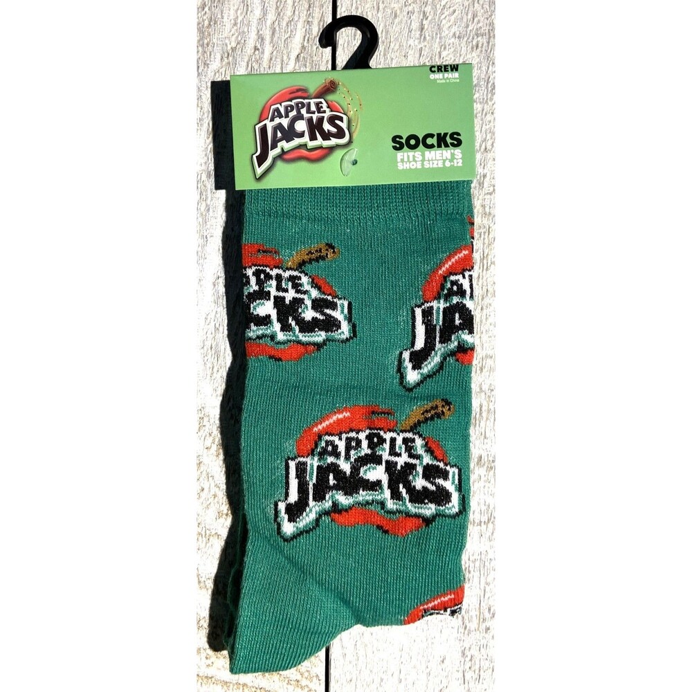 Apple Jacks Print Novelty Crew Socks - Men’s Size 6-12 - D019